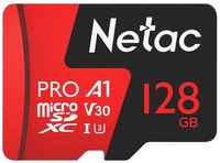 Карта памяти microSDXC UHS-I U3 NETAC P500 Extreme Pro 128 ГБ, 100 МБ/с, Class 10, NT02P500PRO-128G-R, 1 шт., переходник SD