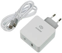 Сетевое зарядное устройство Digma DGPD-45W-WG, USB-C + USB-A, 45Вт, 3A, белый