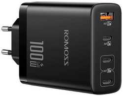 Сетевое зарядное устройство Romoss AC100H, USB A + 3 х USB type-C, 100Вт, 5A, черный