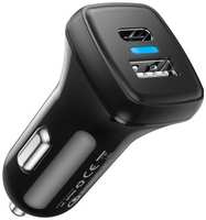 Автомобильное зарядное устройство CHOETECH TC0005, USB + USB type-C, 38Вт, 3A, [tc0005-v3-bk]