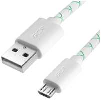 Кабель GREENCONNECT GCR-UA9MCB3-BD, micro USB (m) - USB (m), 2м, 2A, белый / зеленый [gcr-ua9mcb3-bd-2.0m]