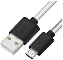 Кабель GREENCONNECT GCR-54477, micro USB (m) - USB (m), 1м, 3A, прозрачный / черный