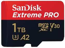 Карта памяти microSDXC UHS-I U3 Sandisk Extreme Pro 1024 ГБ, 200 МБ/с, Class 10, SDSQXCD-1T00-GN6MA, 1 шт., переходник SD