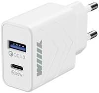 Сетевое зарядное устройство Wiiix UNN-4-2-03-QCPD, USB-C + USB-A, 20Вт, 3A, белый