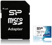 Карта памяти microSDXC UHS-I U3 Silicon Power Superior Pro Colorful 64 ГБ, 100 МБ/с, Class 10, SP064GBSTXDU3V20AB, 1 шт., переходник SD
