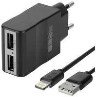Сетевое зарядное устройство Interstep 30707, 2xUSB, 8-pin Lightning (Apple), 2.1A, [is-tc-ipad52krt-000b201]