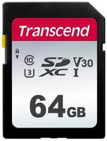 Карта памяти SDXC UHS-I U1 Transcend 300S 64 ГБ, 100 МБ/с, Class 10, TS64GSDC300S, 1 шт., без адаптера