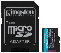 Карта памяти microSDXC UHS-I U3 Kingston Canvas Go! Plus 256 ГБ, 170 МБ/с, Class 10, SDCG3/256GB, 1 шт., переходник SD