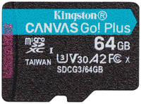 Карта памяти microSDXC UHS-I U3 Kingston Canvas Go! Plus 64 ГБ, 170 МБ/с, Class 10, SDCG3/64GBSP, 1 шт., без адаптера