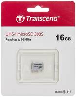 Карта памяти microSDHC UHS-I U1 Transcend 16 ГБ, 95 МБ/с, Class 10, TS16GUSD300S, 1 шт., без адаптера
