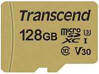 Карта памяти microSDXC UHS-I U3 Transcend 500S 128 ГБ, 95 МБ/с, Class 10, TS128GUSD500S, 1 шт., без адаптера