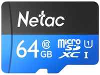 Карта памяти microSDXC UHS-I U1 NETAC P500 64 ГБ, 80 МБ/с, Class 10, NT02P500STN-064G-R, 1 шт., переходник SD