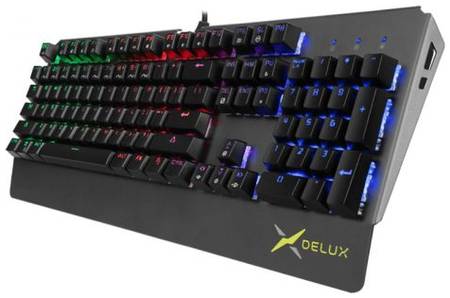Клавиатура Delux KM-06 черно-серебряная, USB, 104 кнопок, механическая 6938820411765 969011120