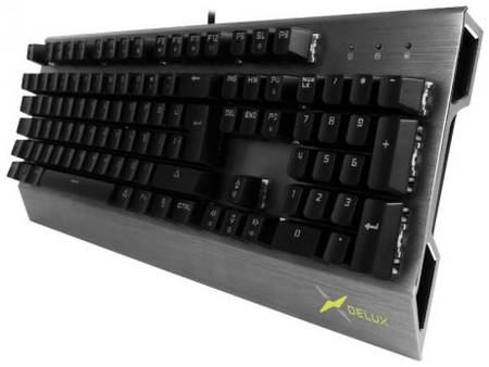 Клавиатура Delux KM-02 Game Titan черно-серебряная, USB, 104 кнопок, механическая аллюминевая 6938820411734 969011121