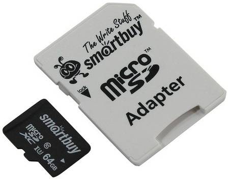 Карта памяти 64GB SmartBuy SB64GBSDCL10U3-01 MicroSDXC, Сlass 10 Pro, UHS-I U3 (80/90 Mb/s) + SD адаптер 969019484
