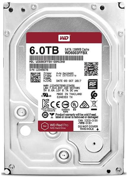 Жесткий диск 6TB SATA 6Gb/s Western Digital WD6003FFBX 3.5″ WD Red Pro 7200rpm 256MB NCQ Bulk 969024444