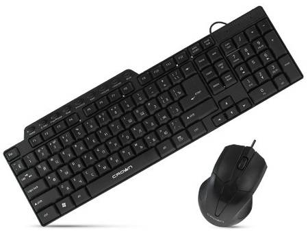 Клавиатура и мышь Crown CMMK-520B CM000001539 черные, 111 кнопок, 1.8 м; 1000 dpi, 3 клавиши, 1.4м, USB 969025762