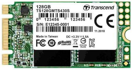 Накопитель SSD M.2 2242 Transcend TS128GMTS430S MTS430 128GB SATA 6Gb/s TLC 3D NAND 560/380MB/s 35K/80K IOPS MTBF 1M 969031333