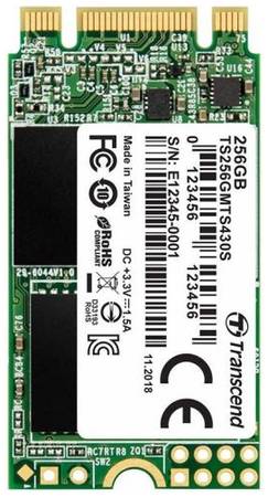 Накопитель SSD M.2 2242 Transcend TS256GMTS430S MTS430 256GB SATA 6Gb/s TLC 3D NAND 530/400MB/s 45K/70K IOPS MTBF 1M 969031335