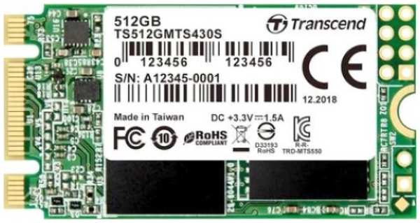 Накопитель SSD M.2 2242 Transcend TS512GMTS430S MTS430 512GB SATA 6Gb/s TLC 3D NAND 560/500MB/s 80K/85K IOPS MTBF 1M 969031354