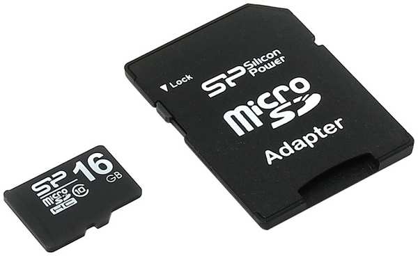 Карта памяти 16GB Silicon Power SP016GBSTH010V10SP SDHC MicroSD Card class 10 Retail pack w/ adaptor
