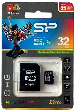Карта памяти 32GB Silicon Power SP032GBSTHBU1V10SP UHS-1 MicroSD Card32GB Elite /class 10 Retail pack w/ adaptor 969042175