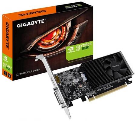 Видеокарта PCI-E GIGABYTE GeForce GT 1030 (GV-N1030D4-2GL) 2GB Low Profile GDDR4 64bit 14nm DVI-D(HDCP)/HDMI RTL