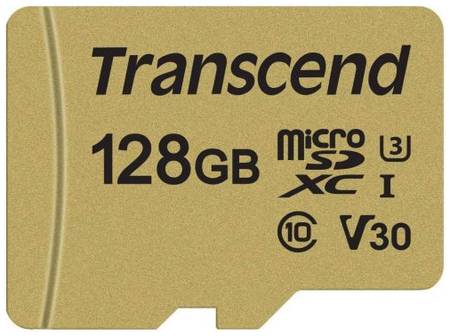 Карта памяти MicroSDXC 128GB Transcend TS128GUSD500S Class 10 U3, V30 500S + адаптер, MLC 969070936