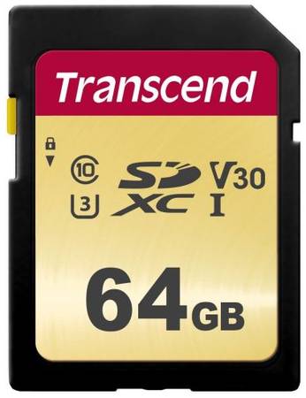 Карта памяти SDXC 64GB Transcend TS64GSDC500S Class 10 U3, V30 500S, MLC