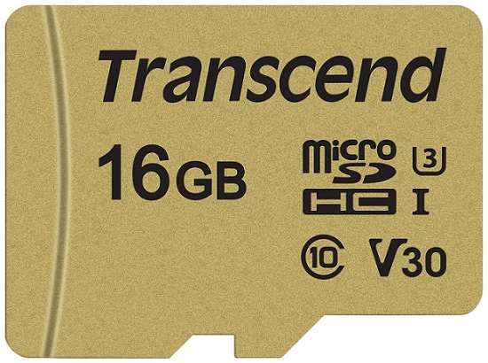 Карта памяти 16GB Transcend TS16GUSD500S microSDHC Class 10 U3, V30 500S + адаптер, MLC