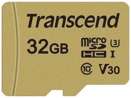 Карта памяти 32GB Transcend TS32GUSD500S microSDHC Class 10 U3, V30 500S + адаптер, MLC