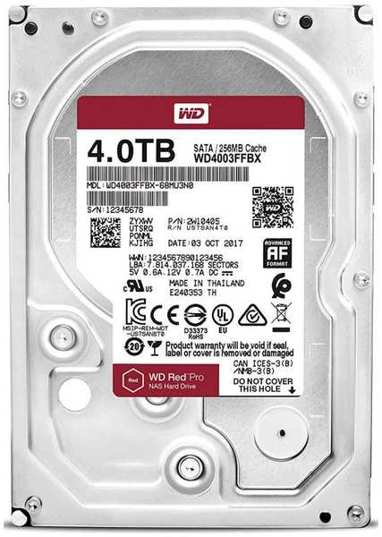 Жесткий диск 4TB SATA 6Gb/s Western Digital WD4003FFBX 3.5″ WD Red Pro 7200rpm 256MB NCQ Bulk 969075555