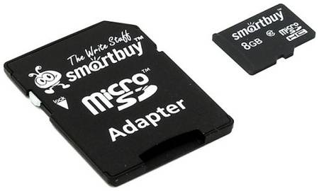 Карта памяти 8GB SmartBuy SB8GBSDCL10-01 MicroSDHC Сlass 10 + SD adapter 969077219