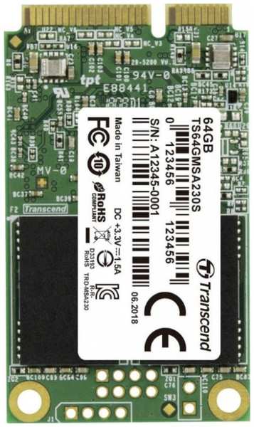 Накопитель SSD mSATA Transcend TS64GMSA230S MSA230S 64GB SATA3 550/400MB/s 3D TLC 969092955