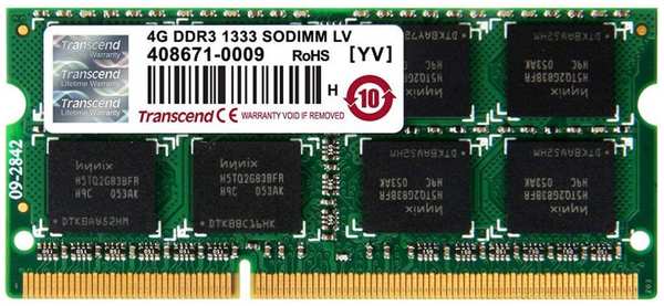 Модуль памяти SODIMM DDR3 4GB Transcend TS512MSK64W3N PC3-10600 1333MHz 2Rx8 CL9 1.35V 969095303