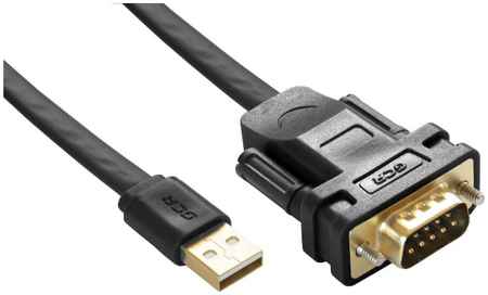 Адаптер GCR AM/DB9М GCR-UOC5M-BCG-0.5m USB -> Serial (COM) RS232, 50 cm, PRO 28/26 AWG, позолоченные коннекторы, плоский, (черный) 969123486