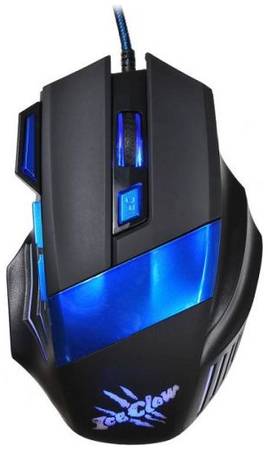 Мышь Oklick 775G Ice Claw черная/синяя, 2400dpi, USB, 7 кнопок