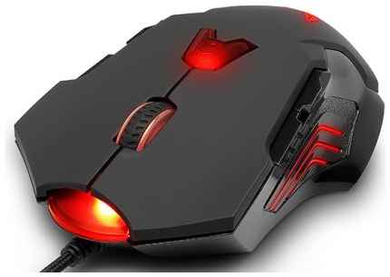 Мышь Delux M811 черная, 1000/1600/2400/3200/4000/8200dpi, USB, 7кн+скролл, с подсветкой 6938820403036