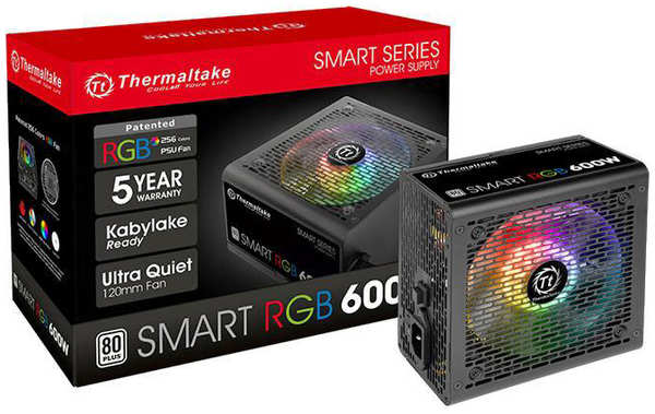 Блок питания ATX Thermaltake Smart RGB 600W PS-SPR-0600NHSAWE-1 aPFC, 120mm FAN, КПД 80+, Ret 969156224