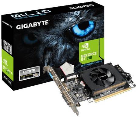 Видеокарта PCI-E GIGABYTE GeForce GT 710 GV-N710D3-2GL 2GB Low Profile GDDR3 64bit 28nm 954/1800MHz DVI(HDCP)/HDMI/VGA RTL 969174066
