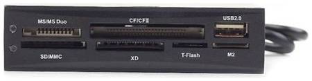 Карт-ридер внутренний Gembird FDI2-ALLIN1-02-B черный, USB2.0+6 разъемов для карт памяти (SD/SDHC, T-Flash, XD, MS, M2, CF), коробка 969232782