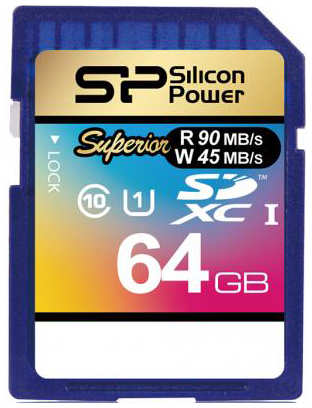 Карта памяти 64GB Silicon Power SP064GBSDXCU3V10 Class10 Superior UHS-1(U3) R/W до 90/45 MB/s 969262735