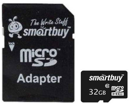 Карта памяти MicroSDHC 32GB SmartBuy SB32GBSDCL10-01 SB32GBSDCL10-01 class 10 (SD адаптер) 969264003