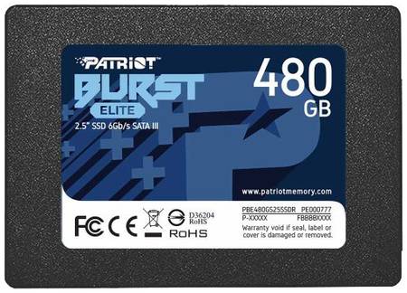 Накопитель SSD 2.5'' Patriot Memory PBE480GS25SSDR Burst Elite 480GB 6Gb/s 450/320MB/s IOPS 40K/40K MTBF 2M 7mm 969312307
