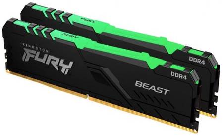 Модуль памяти DDR4 16GB (2*8GB) Kingston FURY KF437C19BBAK2/16 Beast RGB 3733MHz CL19 1RX8 1.35V 288-pin 8Gbit 969313089