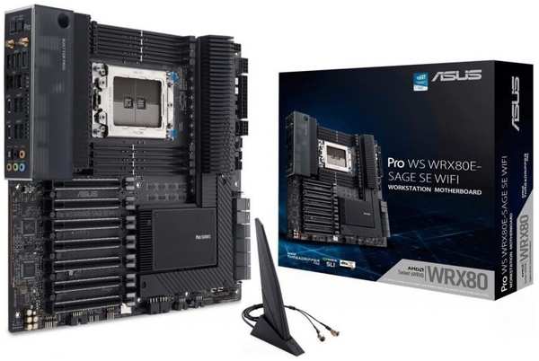 Материнская плата EATX ASUS PRO WS WRX80E-SAGE SE WIFI (sWRX8, AMD WRX80, 8*DDR4(3200), 8*SATA 6G RAID, 3*M.2, 7*PCI-E, 7.1CH, 2*10Glan, WiFi, BT, 9*U 969325585