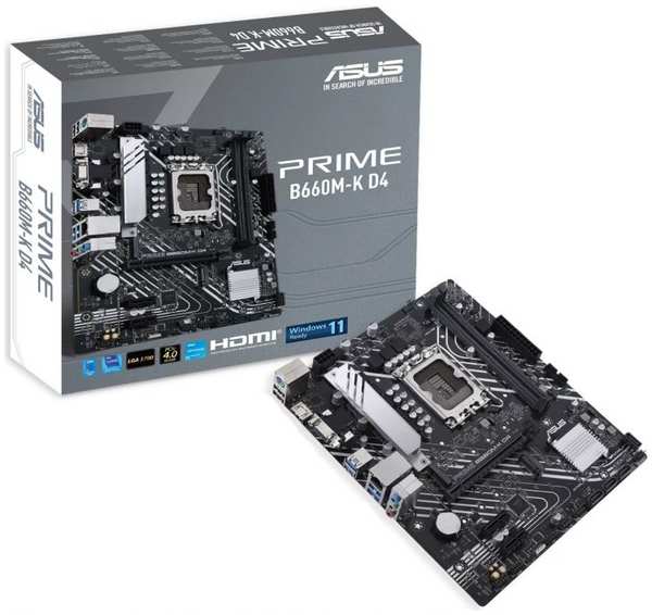 Материнская плата mATX ASUS PRIME B660M-K D4 (LGA1700, B660, 2*DDR4(5333), 4*SATA 6G RAID, 2*M.2, 3*