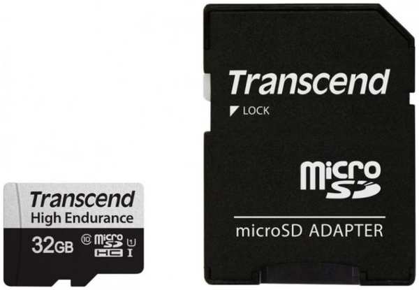 Карта памяти MicroSDHC 32GB Transcend TS32GUSD350V adapter U1, High Endurance R95/W40 MB/s 969332403