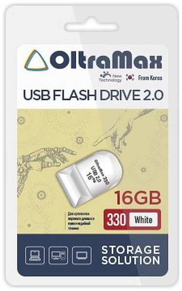 Накопитель USB 2.0 16GB OltraMax OM-16GB-330-White 330
