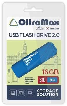 Накопитель USB 2.0 16GB OltraMax OM-16GB-310-Blue 310, синий 969335332
